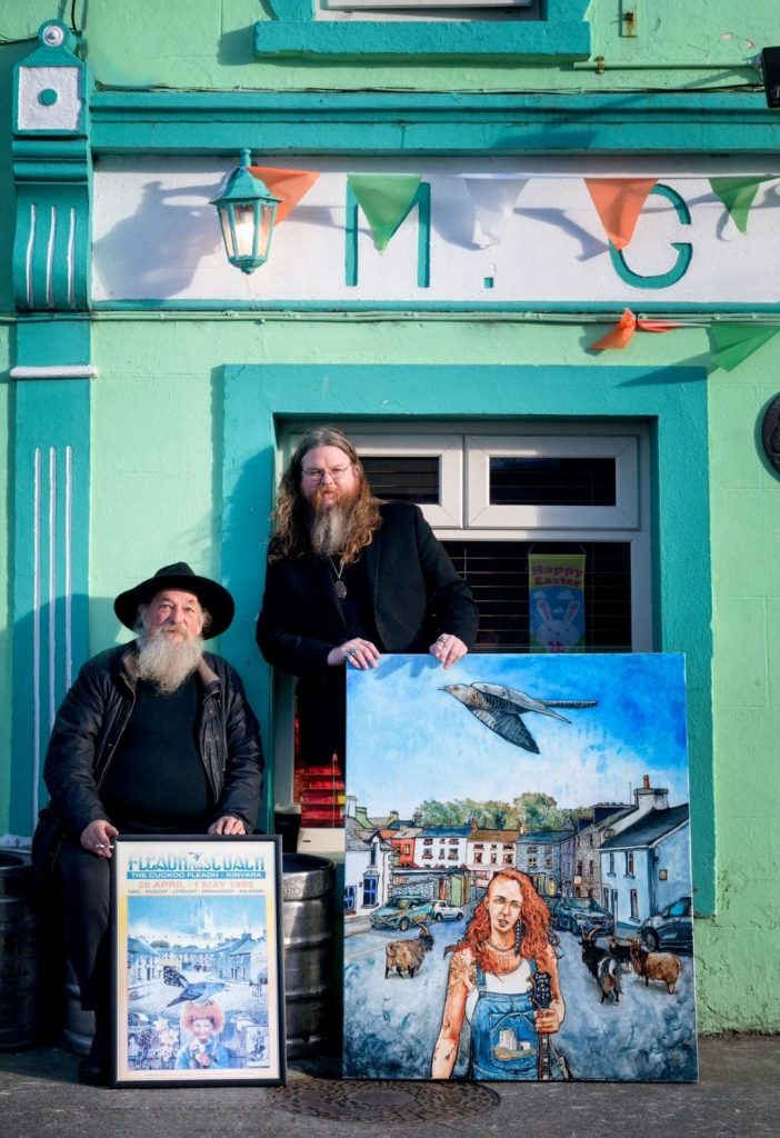 Artists Joe Boske and Ryan Lavin with their Cuckoo Fleadh artworks